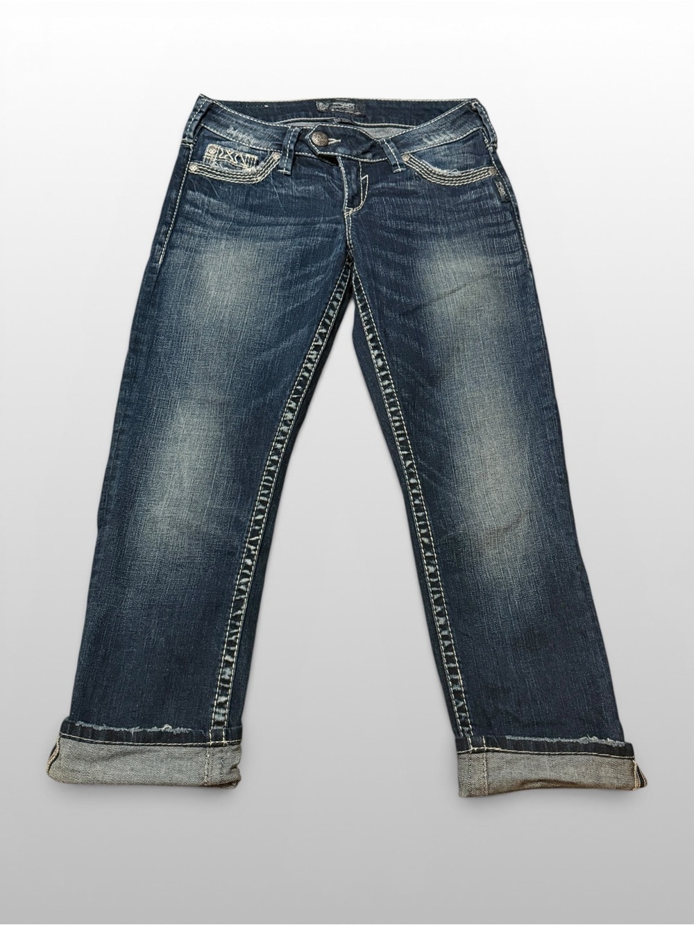 Silver Jeans Tuesday Low Capri W27 Distressed Y2K Crop Jeans
